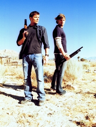 Who needs water in the desert when you have guns?  Poor Sam always has to stand about 4 feet behind Dean so he doesn't look so tall.